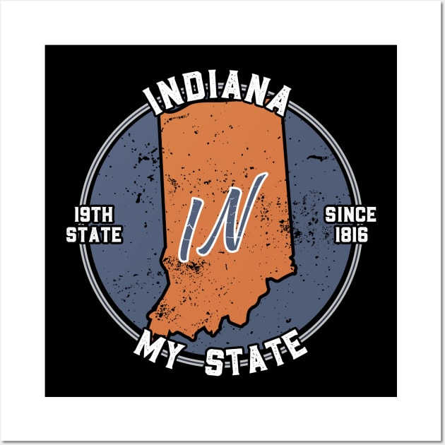 Indiana My State Patriot State Tourist Gift Wall Art by atomguy